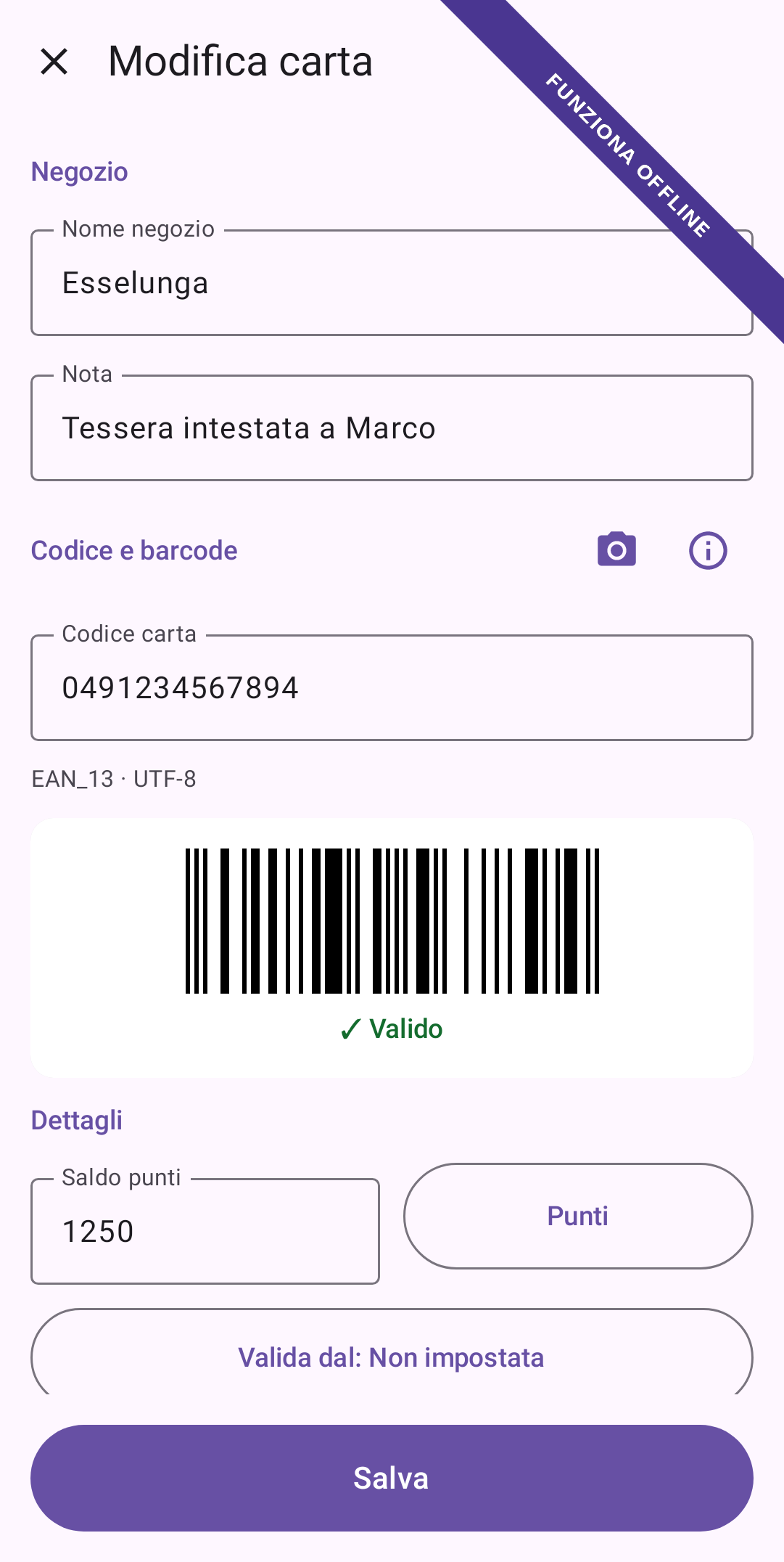 Modifica carta