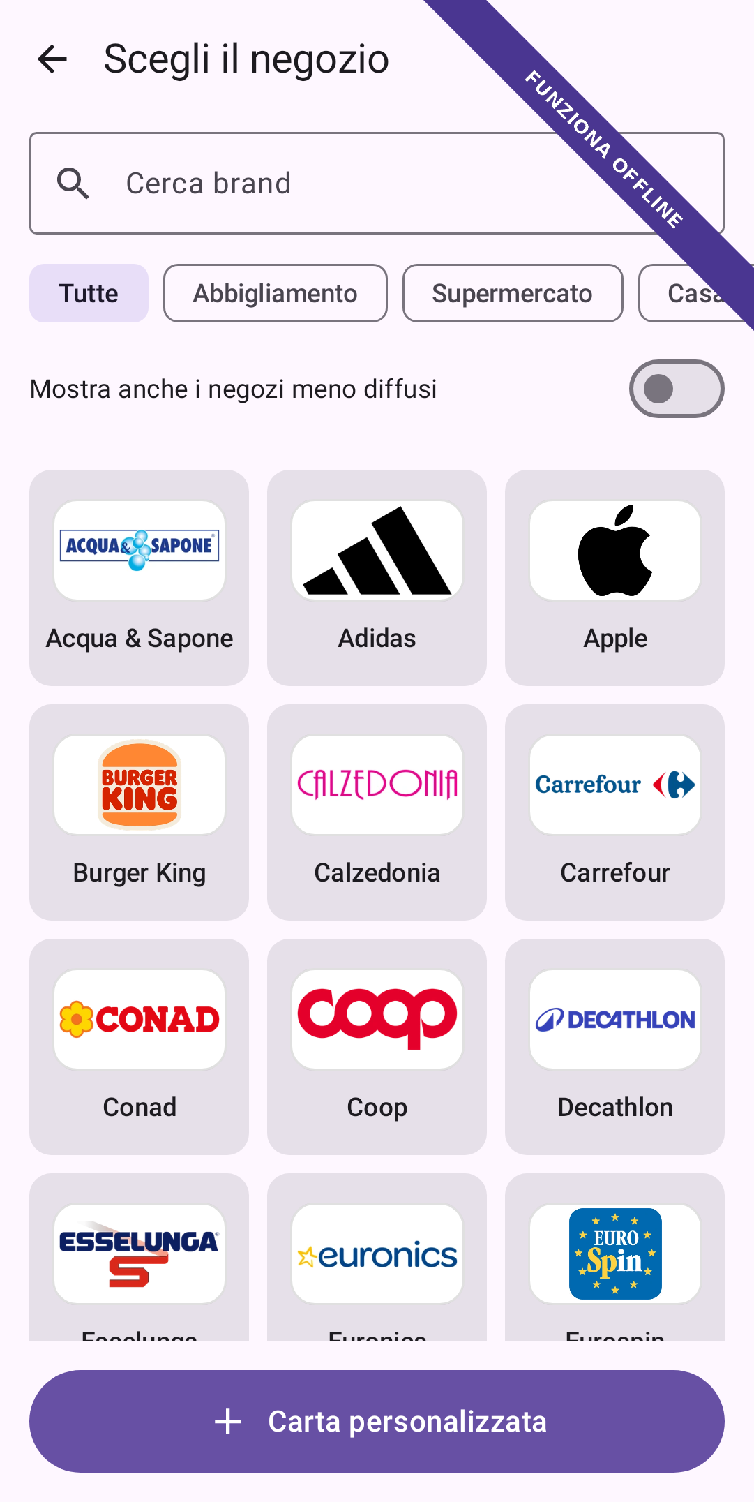 Catalogo negozi
