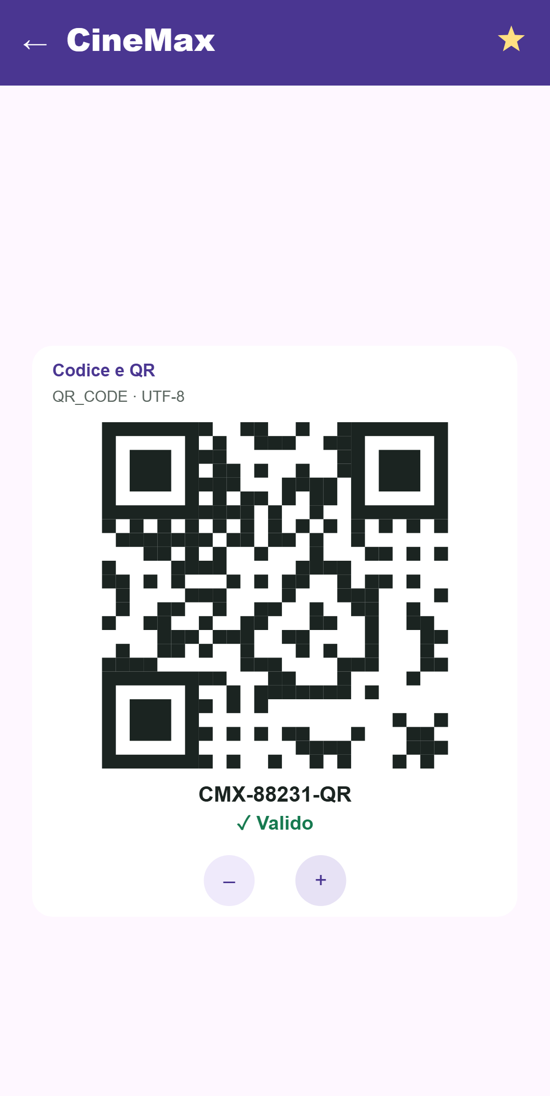 Dettaglio carta con QR code